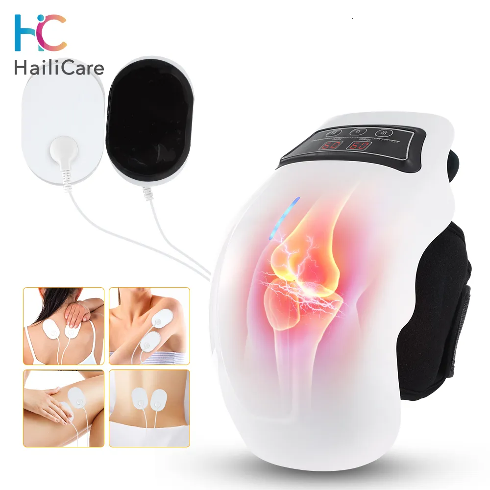 Massageadores de perna Fisioterapia Compressa Elétrica Massageador de Joelho Vibração Aquecimento Massagem Alivia Artrite Reumática Laser Light Therapy 230728