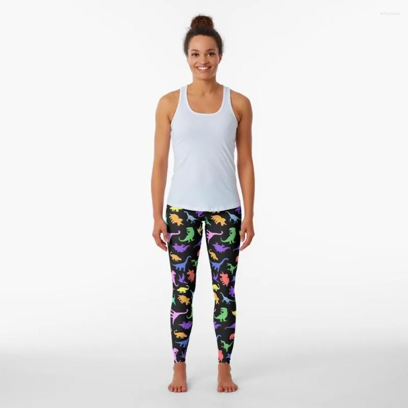 Active Pants Fun Dinosaur Pattern Black Background Leggings Fitness Womens Gym Clothes Sportswear In Capris From 14 8 DHgate