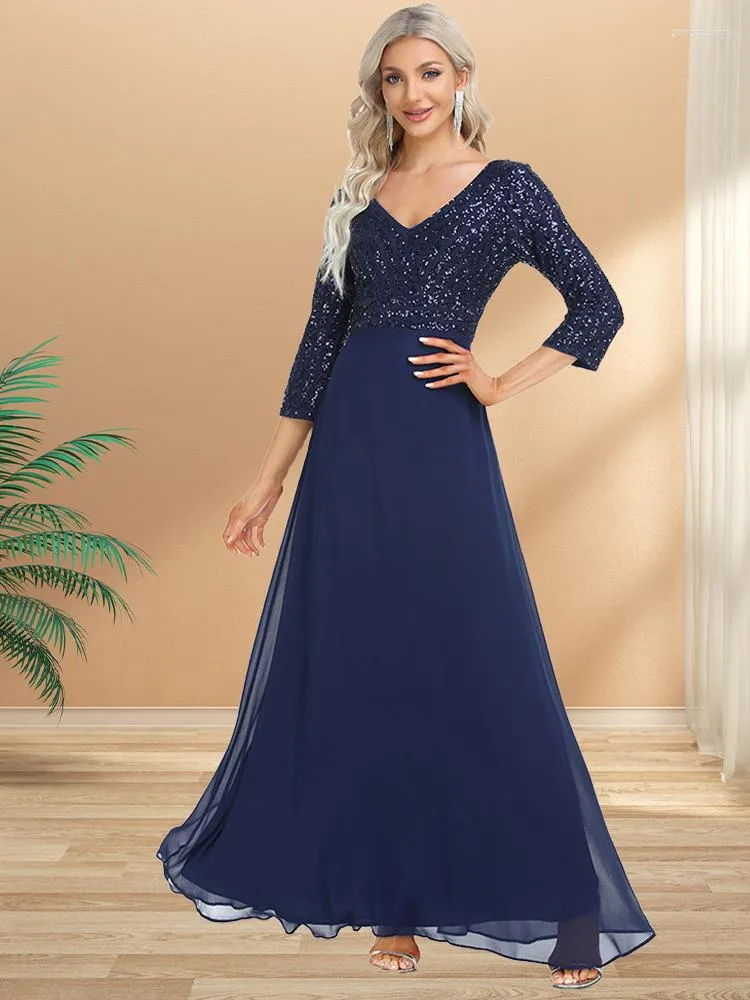 Party Dresses Women Elegant V-neck Half Sleeve Sequin Evening Dress A-Line  Chiffon Wedding Bridesmaid from Dhgate Urban Sexy Dresses