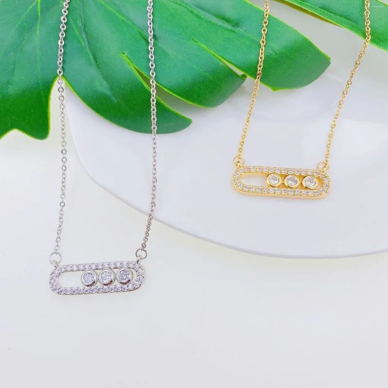 Pendant Necklaces Korean Fashion Geometric Crystal Bead Necklace For Women Charm Gold Plated Zircon Chain Choker Wedding Jewelry Girl Gift