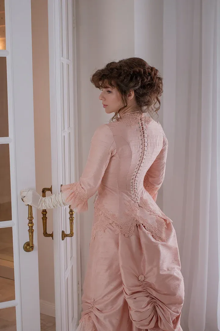 Victorian Dresses Cheap Victoria Secret Pink Clothes Vintage Pink Victorian  Bustle Evening Dress From