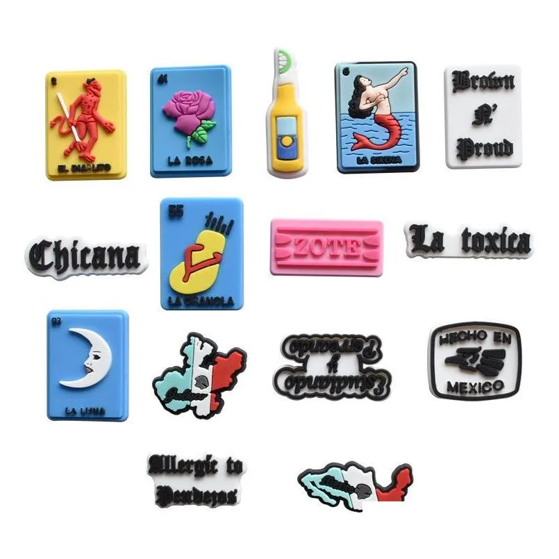 Shoe Parts Accessories Mexican Theme Cards Decoration Charm Buckle Jibitz For Clog Charms Buttons Drop Delivery Series Randomly