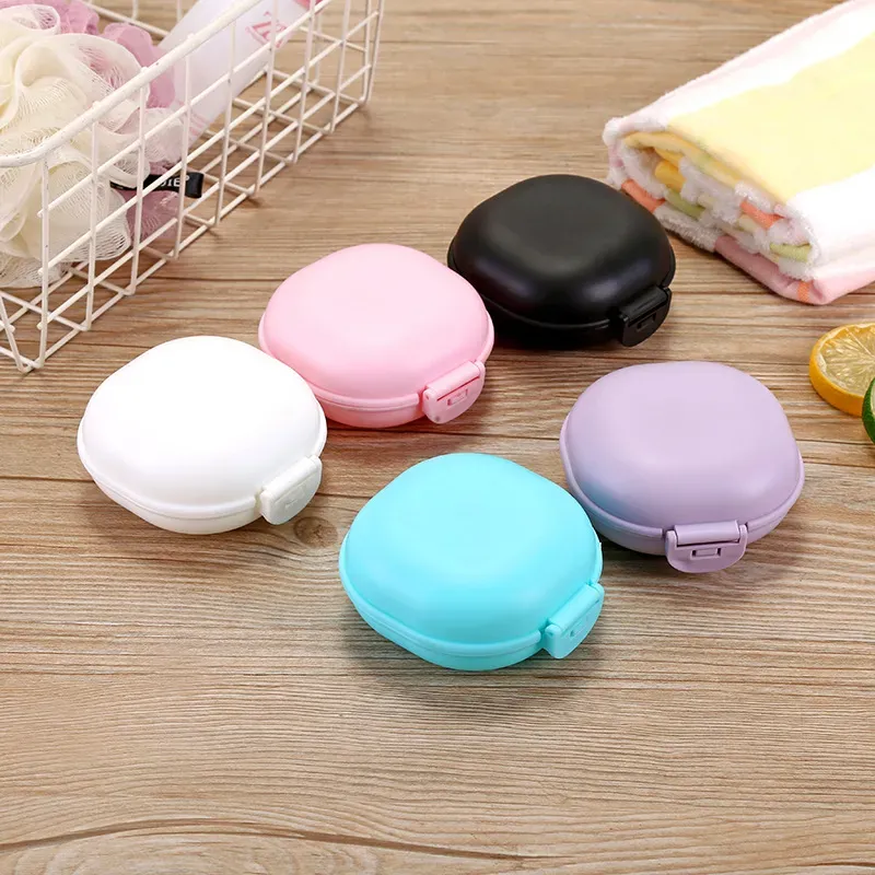 factory outlet Plastic Travel Soap Box with Lid Portable Bathroom Macaroon Soaps Dish Boxes Holder Case 5 Colors