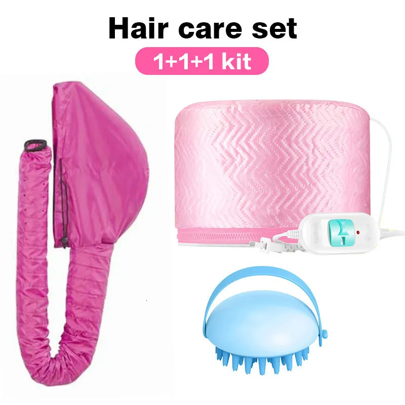 Conjunto de cuidados com o cabelo capa de corte touca vaporizador chauffant soin capillaire touca secador de cabelo silicone cabeça corpo couro cabeludo escova de massagem pente beleza 230728