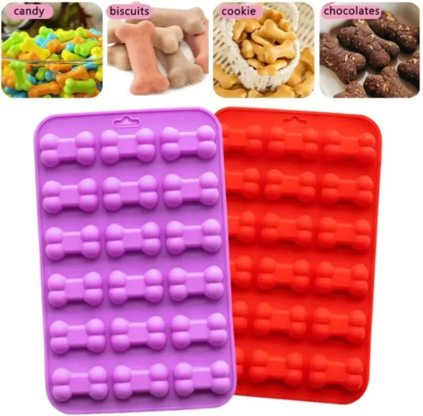 18 Units 3D Sugar Fondant Cake Dog Bone Form Cutter Cookie Chocolate Silicone Molds Decorating Tools Kitchen Pastry Baking Molds JY11