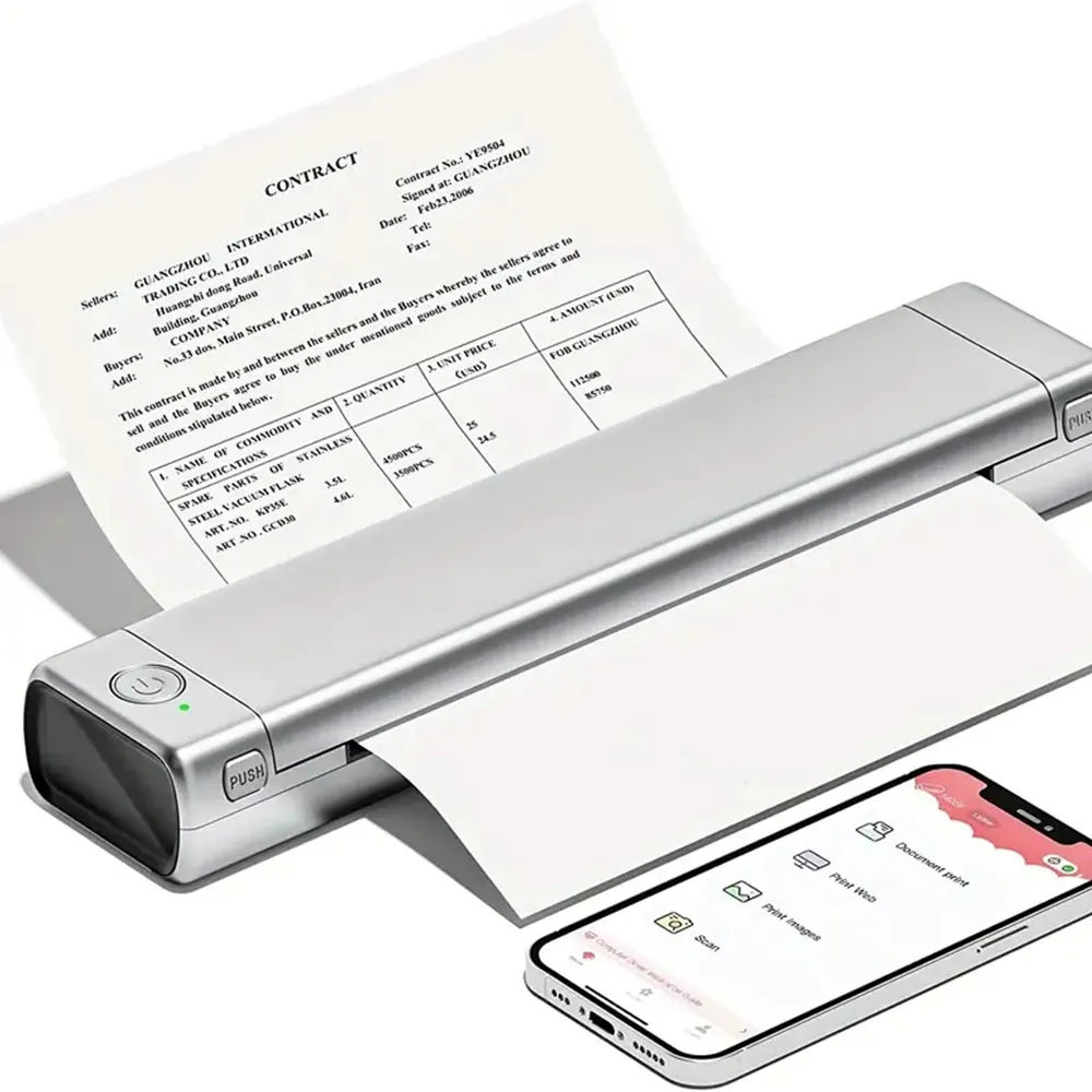 Phomemo draagbare printer draadloos voor op reis, nieuwe M08F -Letter mobiele printerondersteuning 8,5 "X 11" US Letter, inktloze thermische compacte printer