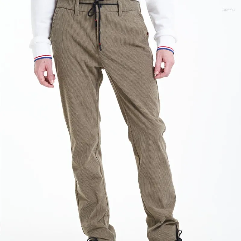 Men's Pants 2023 Autumn Corduroy Casual Men Fashion Elastic Waist Drawstring Stretched Male Business Straight Long Trousers