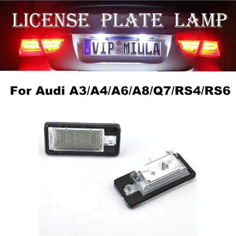 BIL LIGHT FÖR AUDI A3 A4 A6 A8 Q7 RS4 RS6 LED -registreringsskylt Lampa Vit färg Auto Accessories2162191D