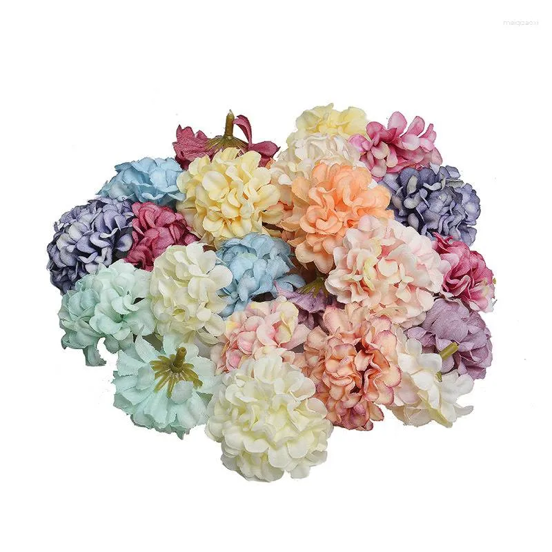 Decorative Flowers 10PC Silk Hydrangea Head For Home Wedding Party Decoration DIY Wreath Gift Box Scrapbooking Craft Artificial