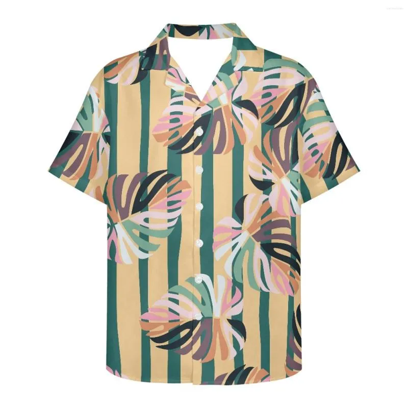 Camisas casuais masculinas Tropical Plantain Leaf Pattern Floral For Men 3d Print Hawaiian Flower Shirt Beach Short Sleeve Tops Tee Blusa Camisa