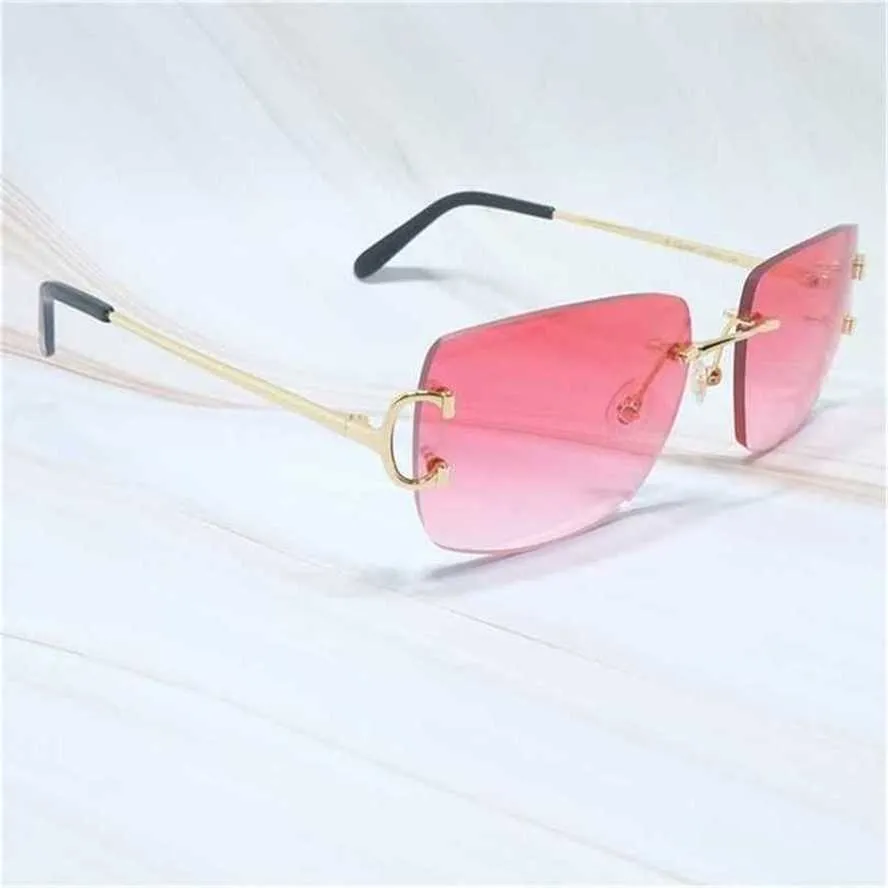 50% OFF Sunglasses 2023 Square Mens Rimless Designer Luxury Brand Carter Wire Shades EyewearKajia New