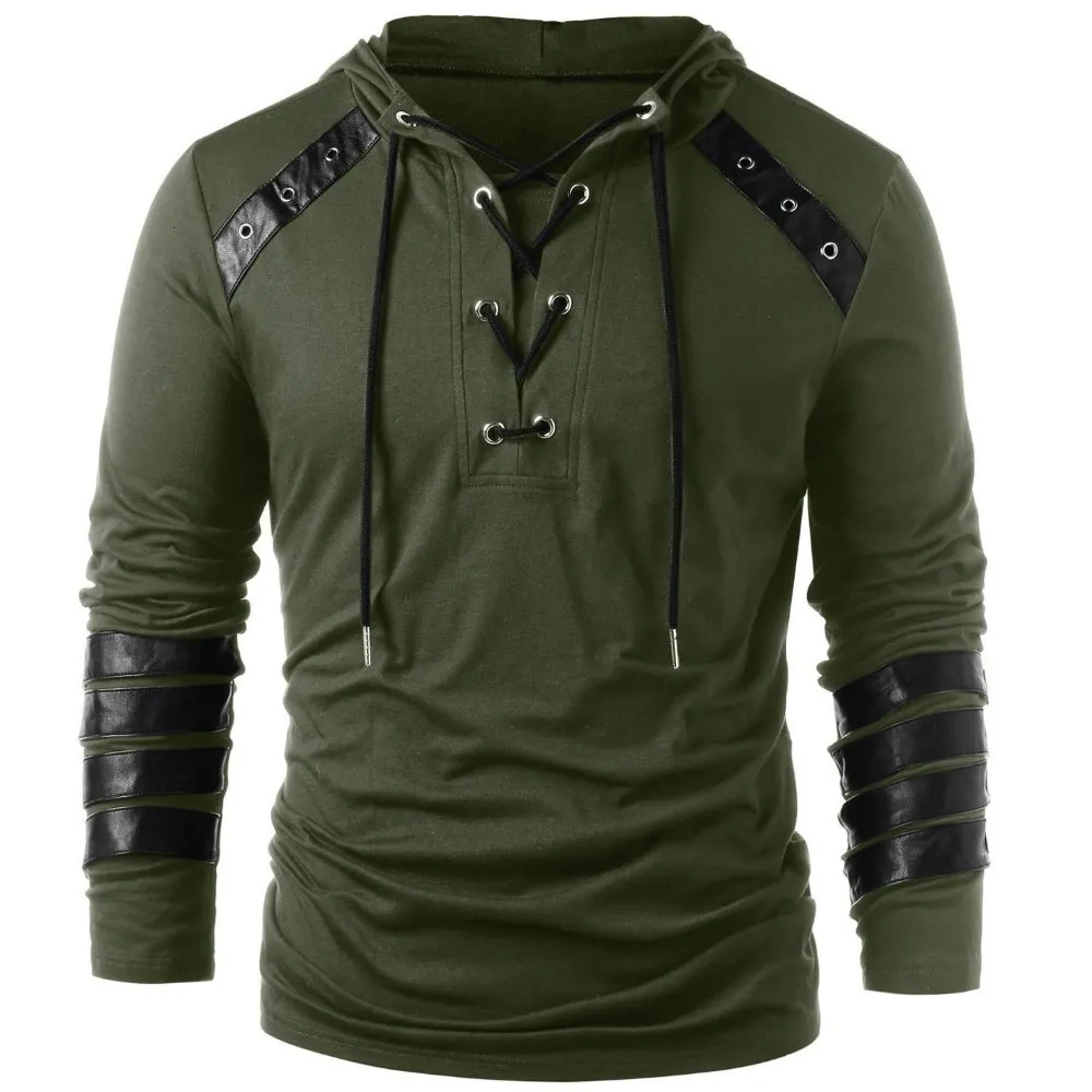 Sudaderas con capucha para hombre Sudaderas con capucha góticas Steampunk Camisas Sudadera con cordones Jersey de manga larga con capucha Blusa informal Tops 230728