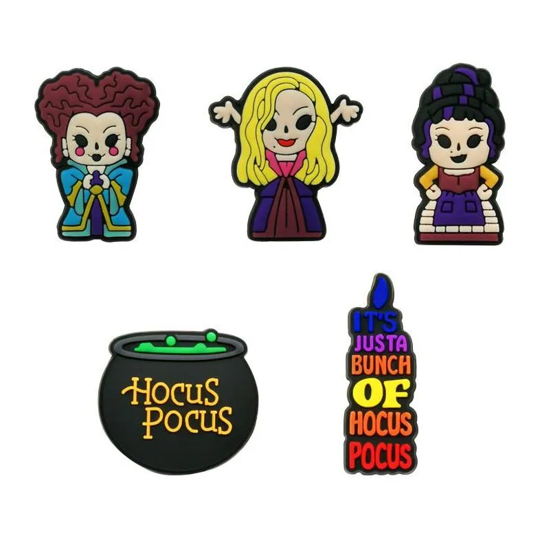 靴部品のアクセサリーHocus Pocus詰まりCharms PVC装飾バックルボタンピンチャームドロップ配信シリーズをランダムに