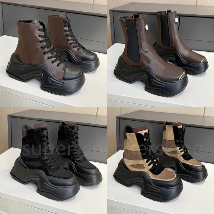 Designer Dames Laarzen Enkellaars Platform Chunky Martin Laars Leer Outdoor Winter Mode Anti Slip Slijtvaste rits Snowboots maat 35-41 Met doos