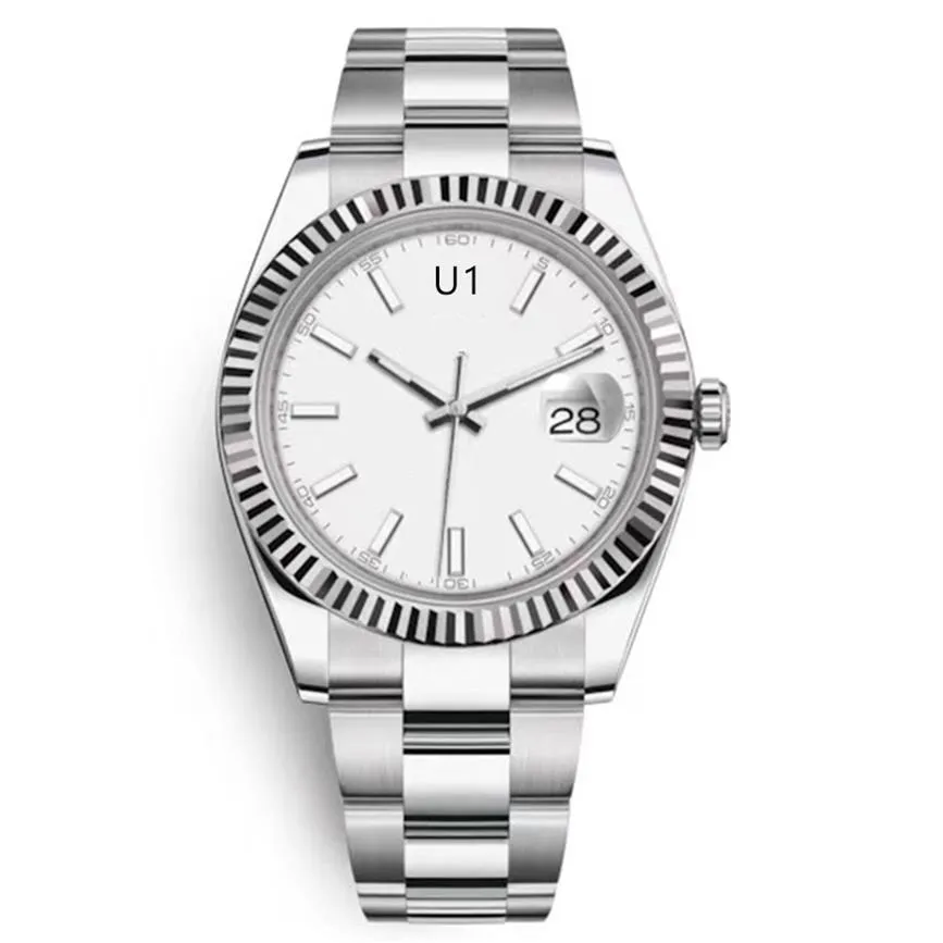 ST9 Steel Silver Dial Fluted Bezel Watch 41mm 자동 메키 시아형 손목 시계 스트랩 Sapphire Glass Movement Mens Watches226d