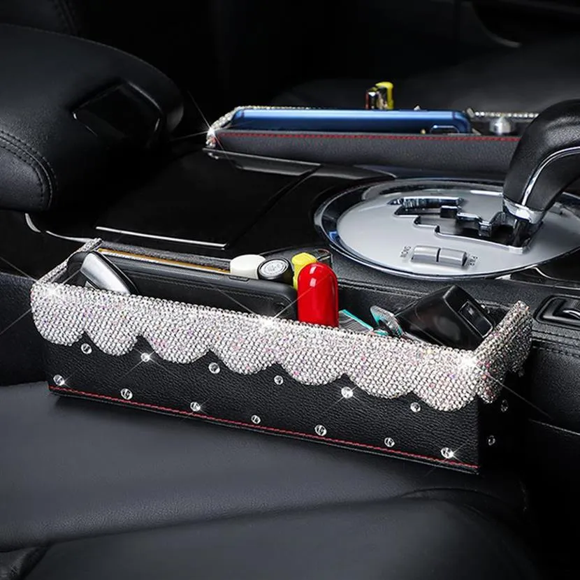 Organisateur de voiture Design BlingBling Cristal Et Diamant Boîte De Rangement Bling Accessoires Décor Intérieur Siège Pour Fille Woman185G