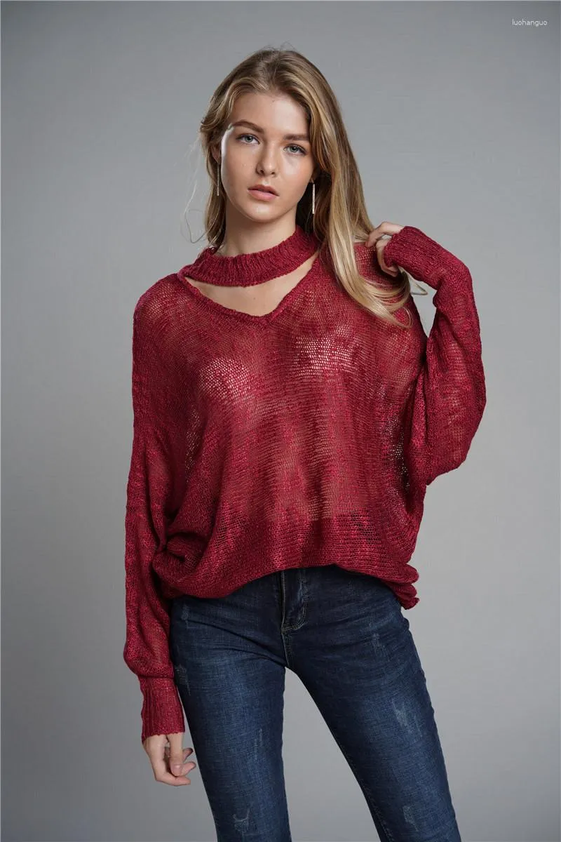 Женские свитера H80S90 Женщины Сексуальные виды сквозь Hollow Out Thin Thin Pulver Sweater Long Slleve Love Like Sweaters Fashion Soft Jumps Tops