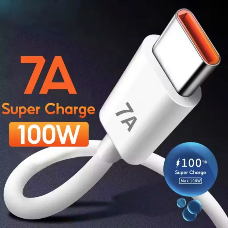 100W 7A Super Fast Charing Câble USB Type C Cordon de données pour Huawei P40 Xiaomi Mi13 Oneplus Realme POCO Chargeur de téléphone Câble USB C