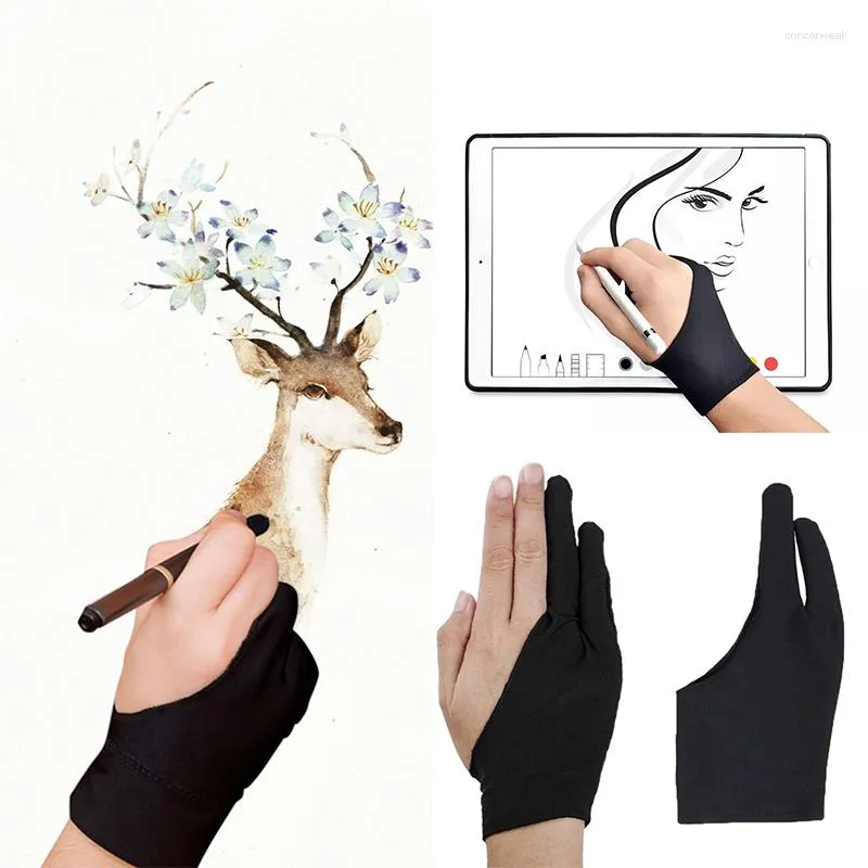 Gants jetables 1 PC gant anti-salissure noir à deux doigts 3 tailles pour la conception artistique tablette graphique maison droite et gauche