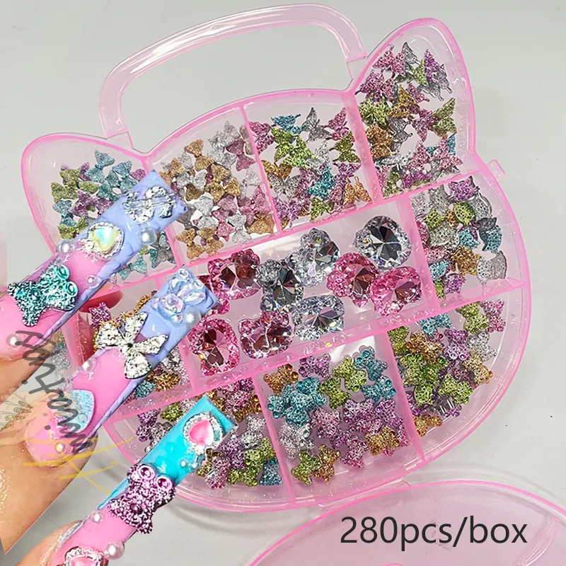 Nail Art Decorations 1 caixa 3D Kawaii Crystal Rhinestones Urso/Gato Glitter Acrílico Nail Art Strass For Decoration Supplies Press On Nails 230729