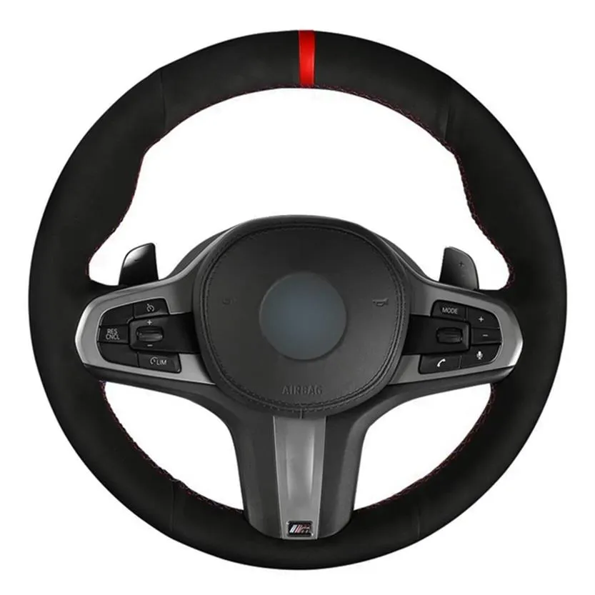 Housse de volant de voiture en daim noir doux cousu à la main pour BMW M Sport G30 G31 G32 G20 G21 G14 G15 G16 X3 G01 X4 G02 X5 G05202y