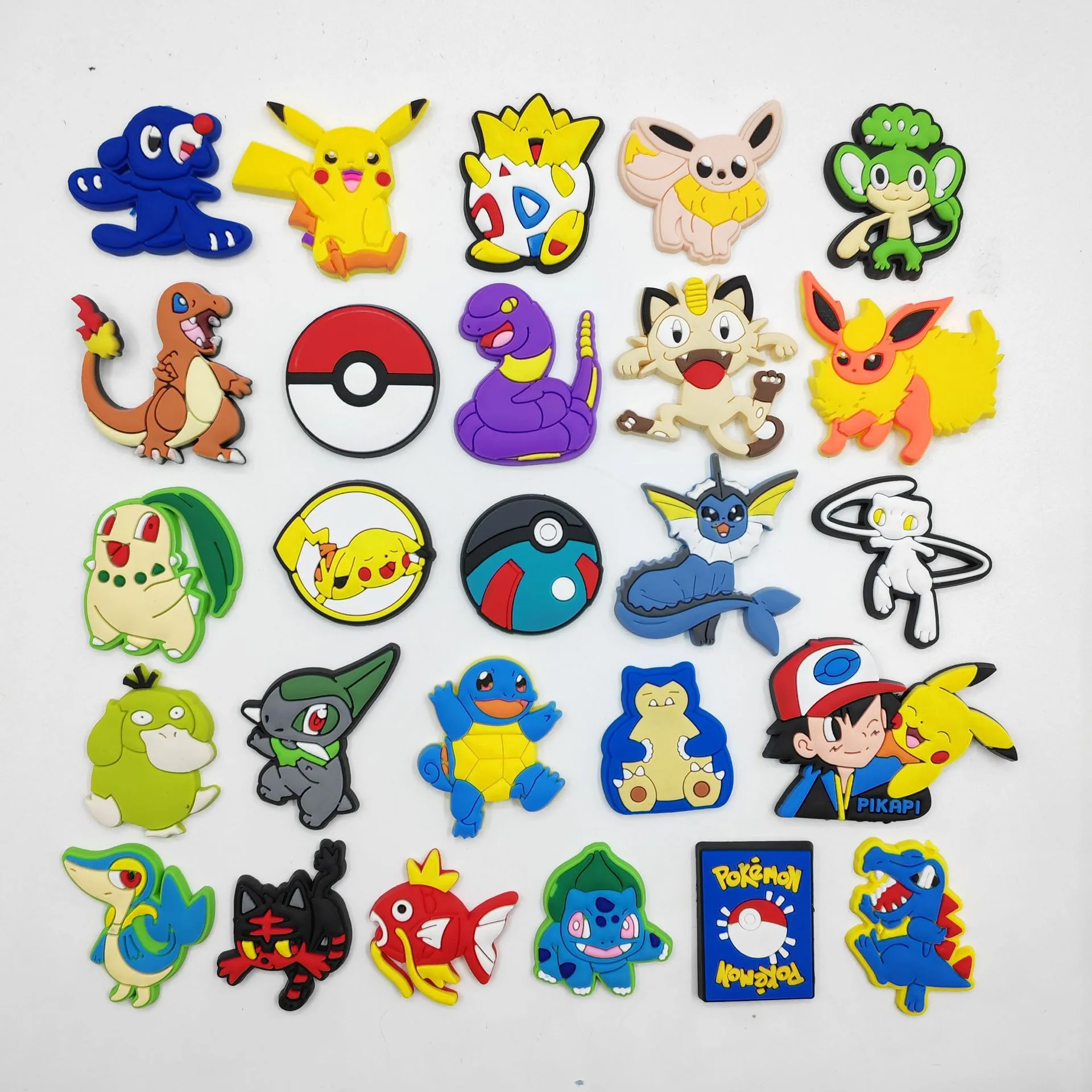 Charms de sapato Pokemon Crocs Fivela Acessórios Pikachu DIY Cartoon PVC Shoes Decoração para Crianças Croc Charms Kids Party Gift 26pcs/set