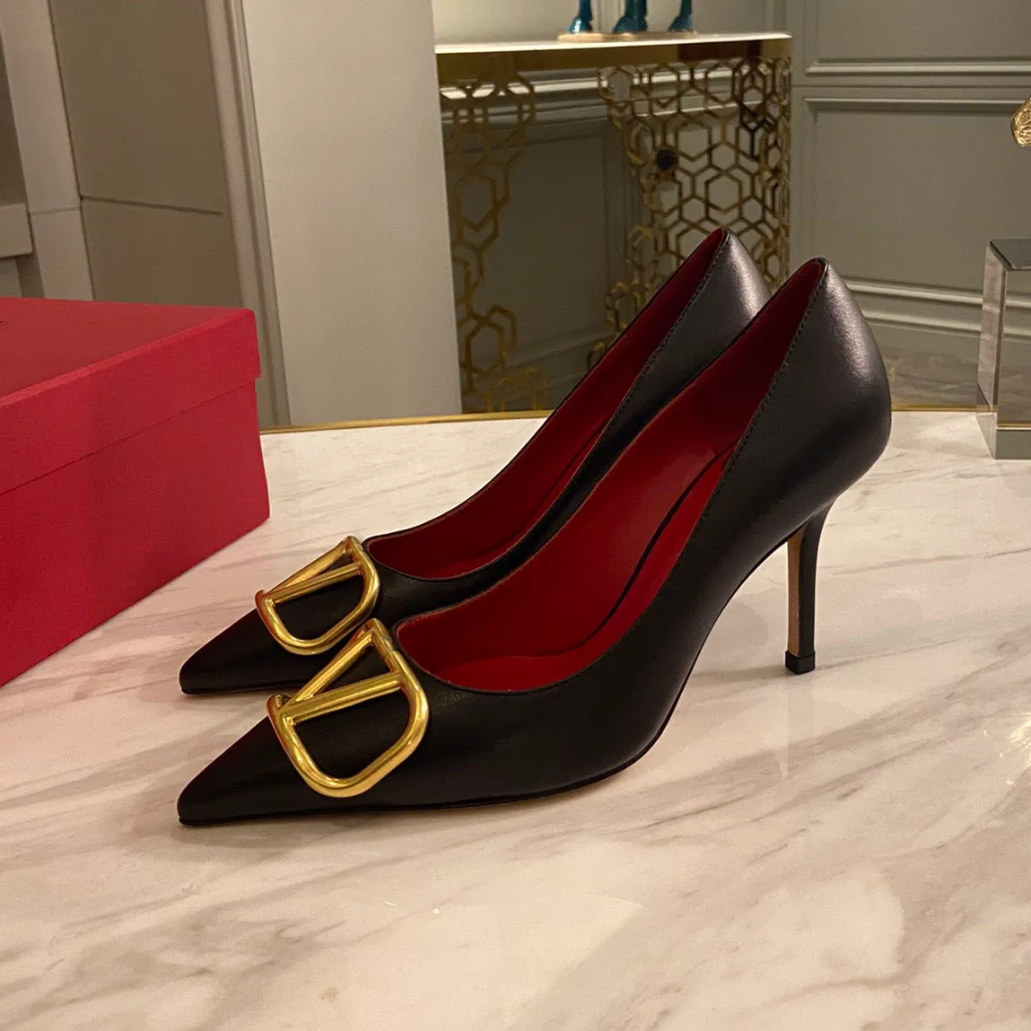 Designer Heels Womens Fine High Heels Open Heel Pointed Toe Fine Heels Luxury High Heel Boat Shoes Genuine Leather Formal Shoes Large Size With Box