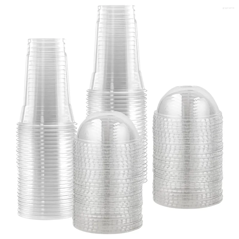 Gobelets jetables pailles 50 pièces bouteille de thé au lait multi-fonction en plastique Transparent Pp jus voyage pichet couvercle