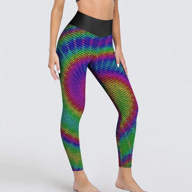 Aktive Hose Hippie Leggings Retro 70er Jahre Tie Dye Workout Yoga Push Up elastische Sportstrumpfhose Damen Vintage Leggins