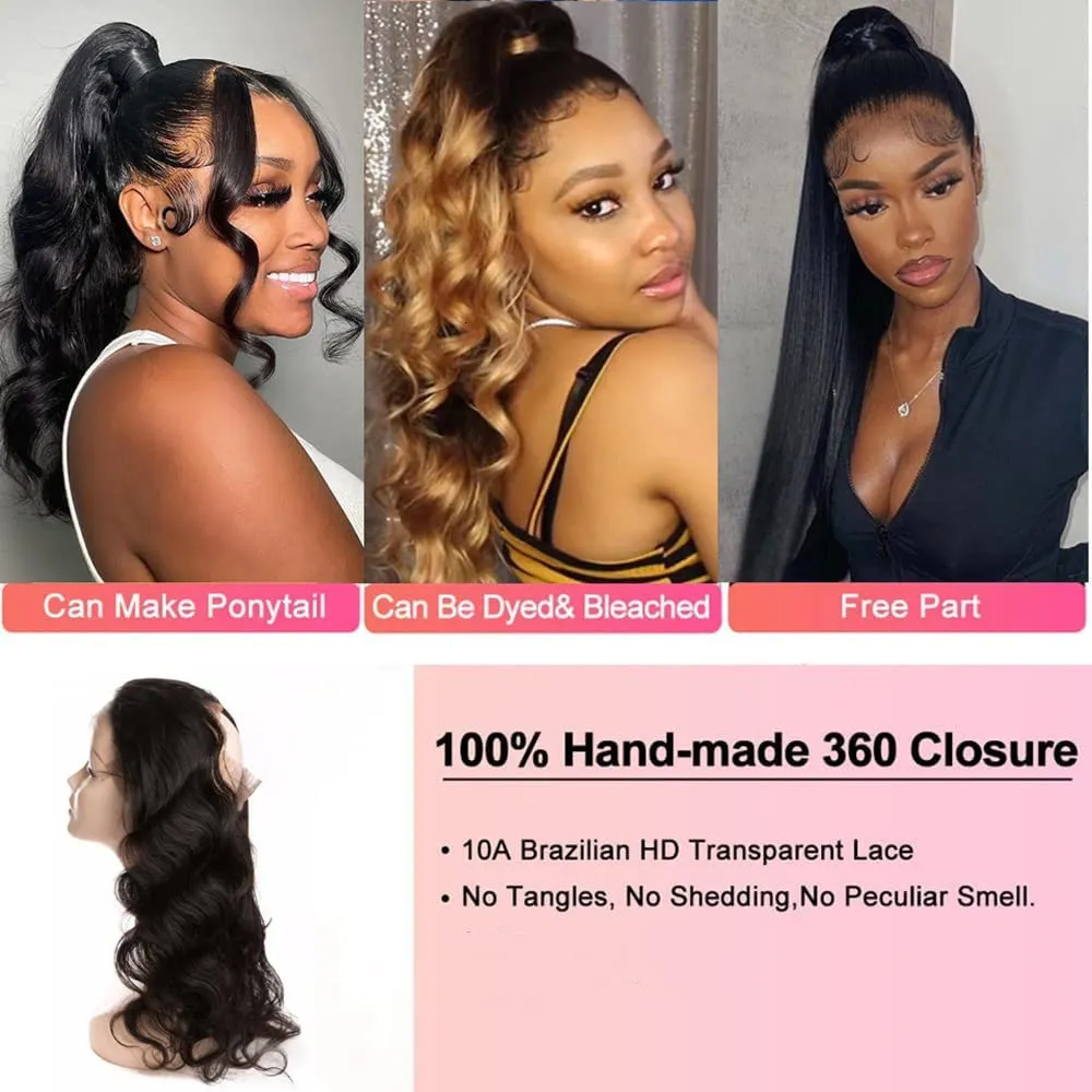 360 Lace Frontal Closure Body Wave Full HD Transparent With Baby