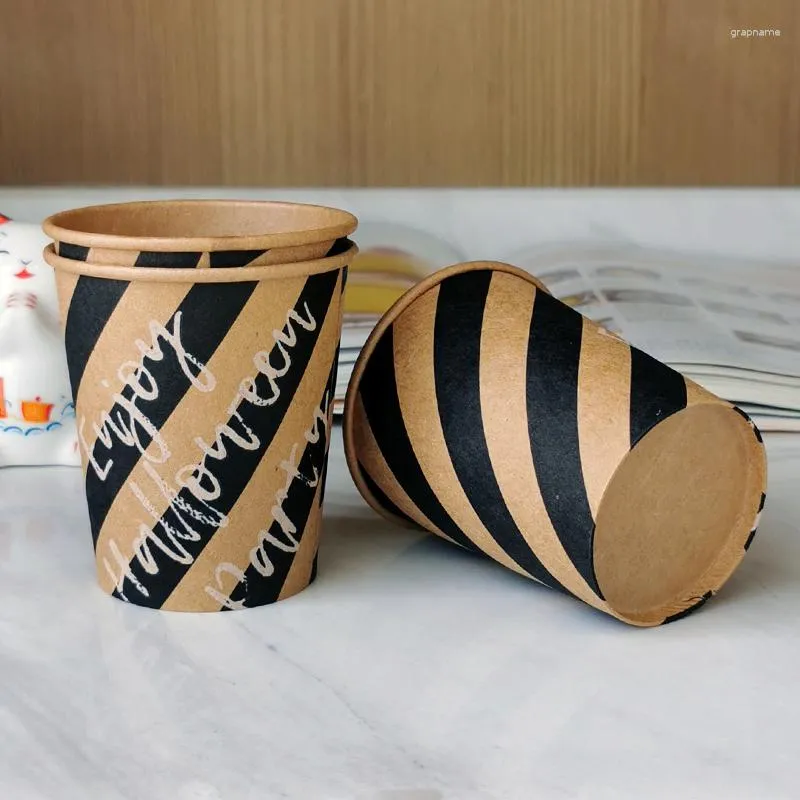 使い捨てカップストロー40pcs/pack 7oz 200ml Kraft Paper Cup Coffee Drinking