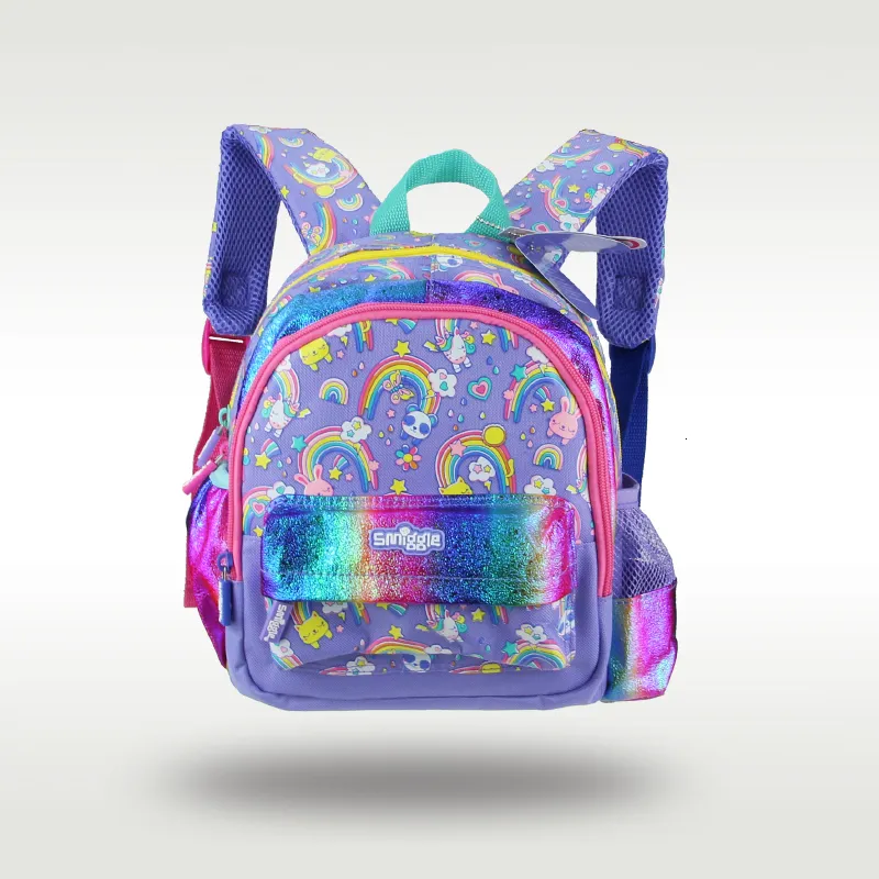 Mochilas originais australianas Smiggle mochila infantil de alta qualidade feminina Rainbow Rabbit infantil mochila de jardim de infância 1-4 anos 11 polegadas 230728