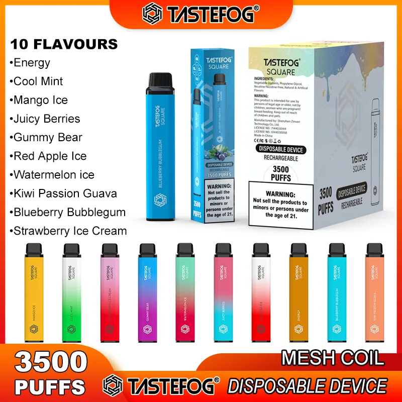 QK Tastefog Elf Bars 3500 Puffs Kit E-CIG rechargeable carré en gros