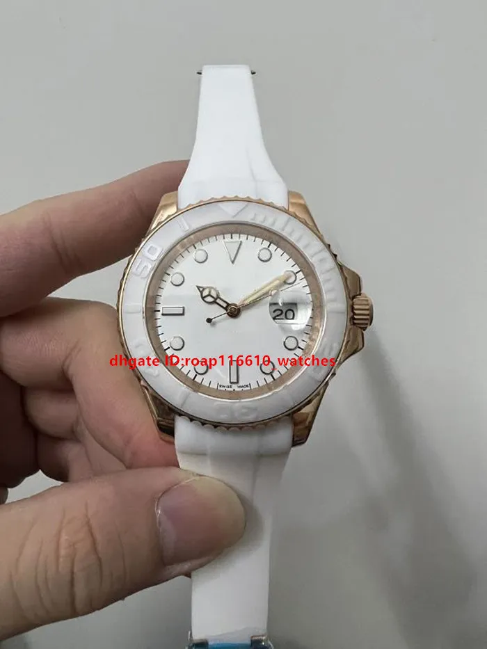 Relógios masculinos automáticos de alta qualidade 116655 pulseira de borracha branca anel de relógio de cerâmica 40 mm safira luminoso relógios de casal