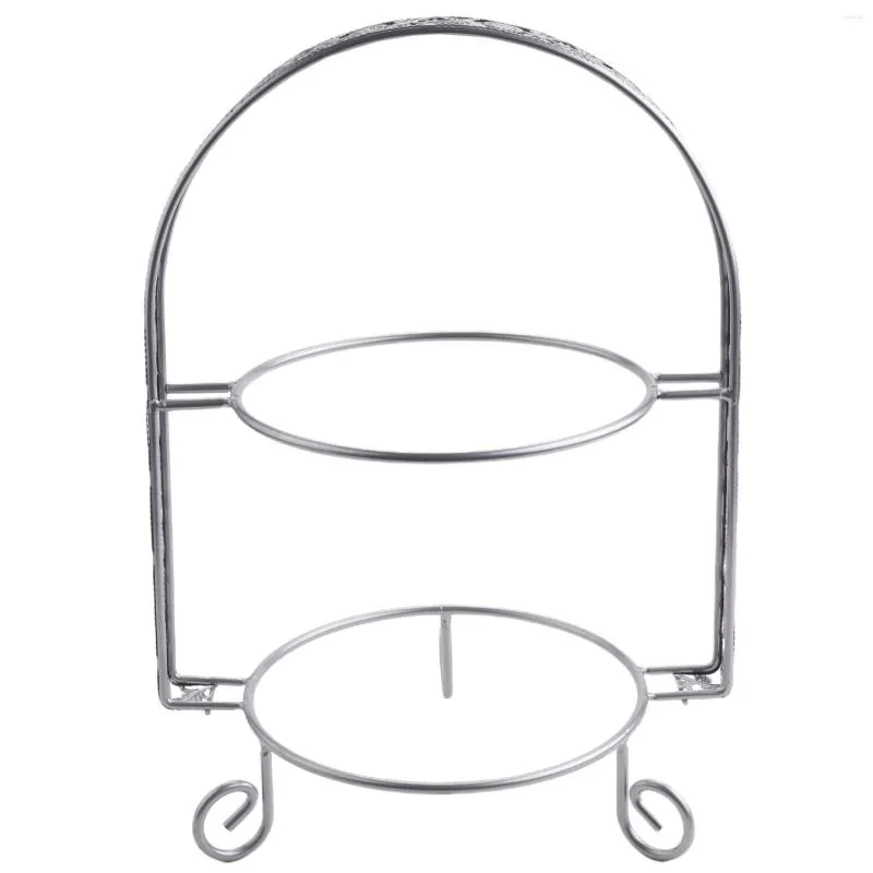 Moules De Cuisson En Métal Gâteau Stand Double Couche Arc En Forme De Fruits Doré Dessert Rack De Mariage Fête D'anniversaire Décoration Cupcake Argent