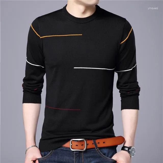 Sueteres Para Hombre Sueter A Rayas Para Hombre Sueter Otono Fasion Slimfit Hombres Marca Clotin Turtle Neck Sirt M0 De 24 27 DHgate