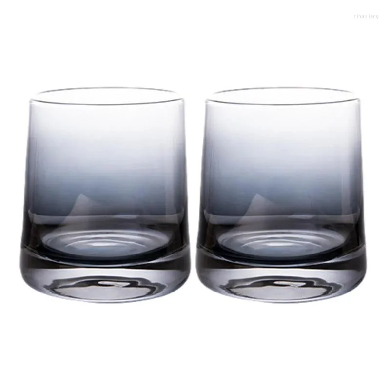 Weingläser, altmodische Glaswaren, 2 Stück, drehendes Whisky-Brandy-Glas, solide bunte Vase, leicht zu reinigen, spülmaschinenfest für