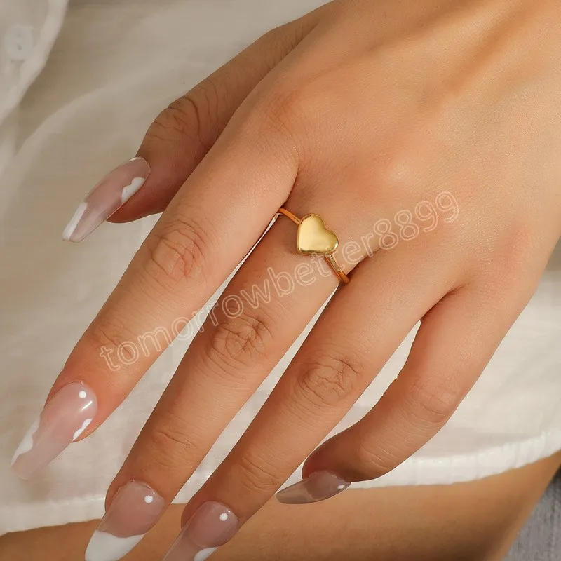 Anel de tendência de abertura ajustável em forma de coração casamento feminino anel de dedo de amor joias para presente de noivado