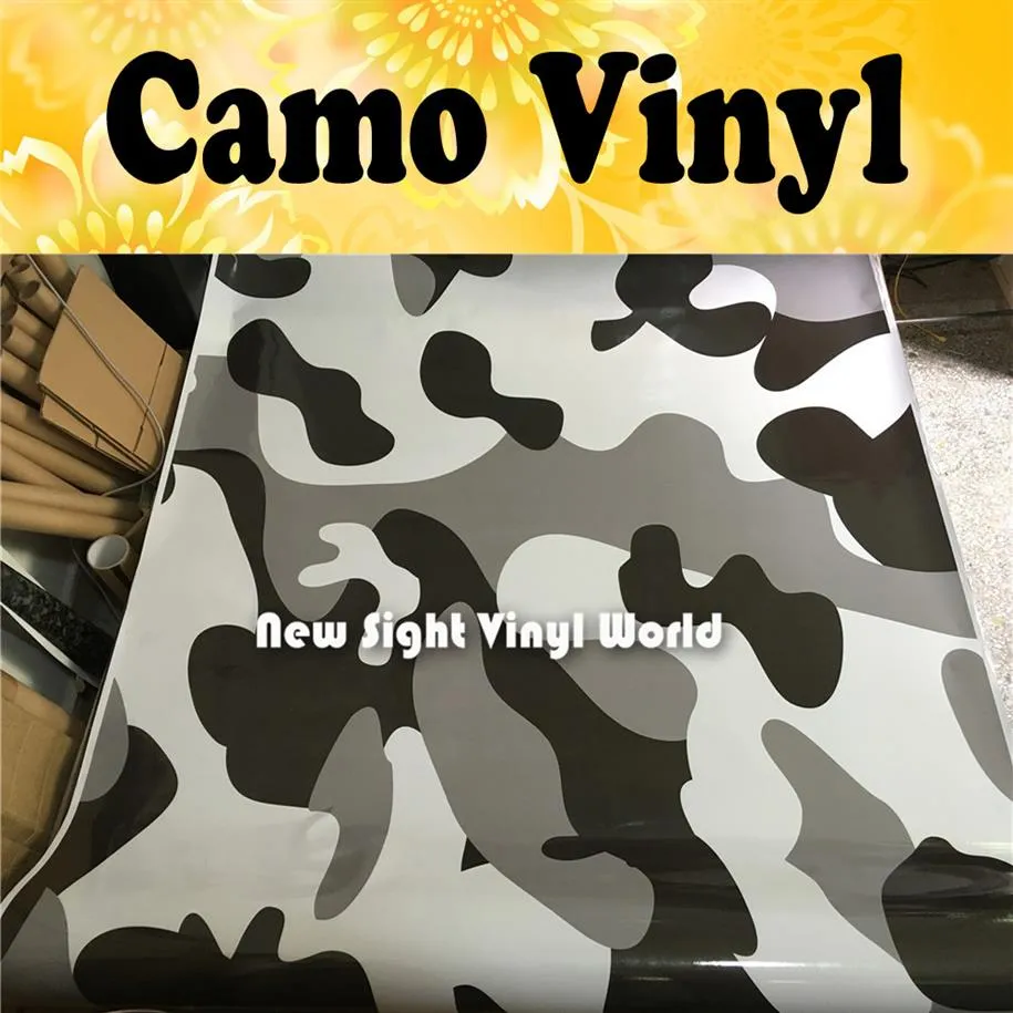 Arctic Camo Vinyl Wrap Snow Camouflage Vinyl Film Bubble For Car Wrapping Size1 50 30M Roll277Q