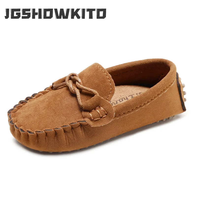 Flat shoes JGSHOWKITO Fashion Kids Shoes For Boys Girls Children Leather Shoes Classical Allmatch Loafers Baby Toddler Boat Shoes Flat 230728