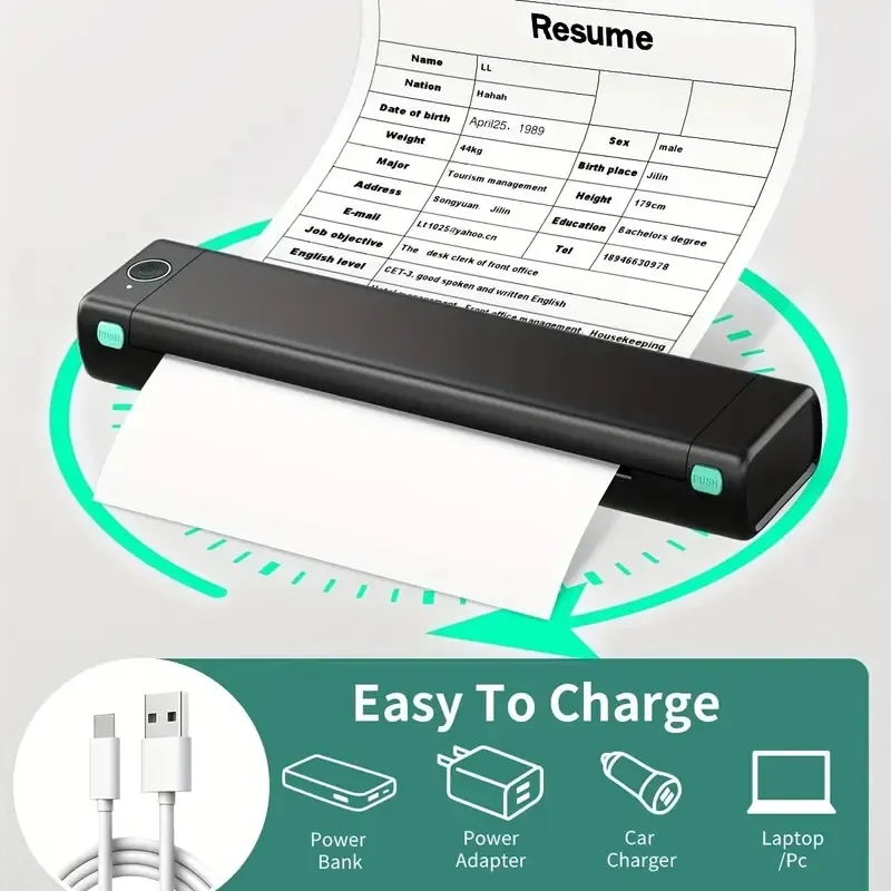 Imprimante Portable Sans Encre, Imprimante Portable Sans Fil Pour Les  Voyages, Imprimante Thermique Prenant En Charge Le Papier De Format 8,5 X  11 Pour Les Lettres Us., Mode en ligne