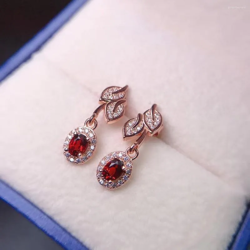 Dangle Earrings FoYuan Silver Color Women's Natural Garnet As Gift For Girlfriend Trend