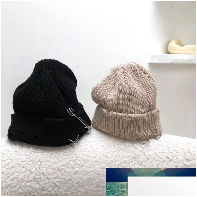 winter punk harajuku hole skullies women warm fashion knitted hat autumn hip hop beanies unisex basic cap pj388 factory price expert design quality latest