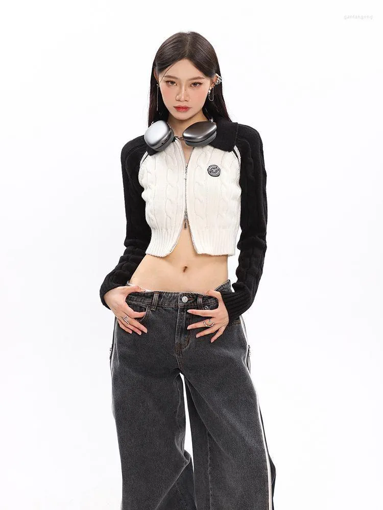 Femmes tricots Y2k hauts recadrée Cardigan 2023 femmes Streetwear Sueter Pull Femme mode coréen tricoté mince Sexy pull veste mignon