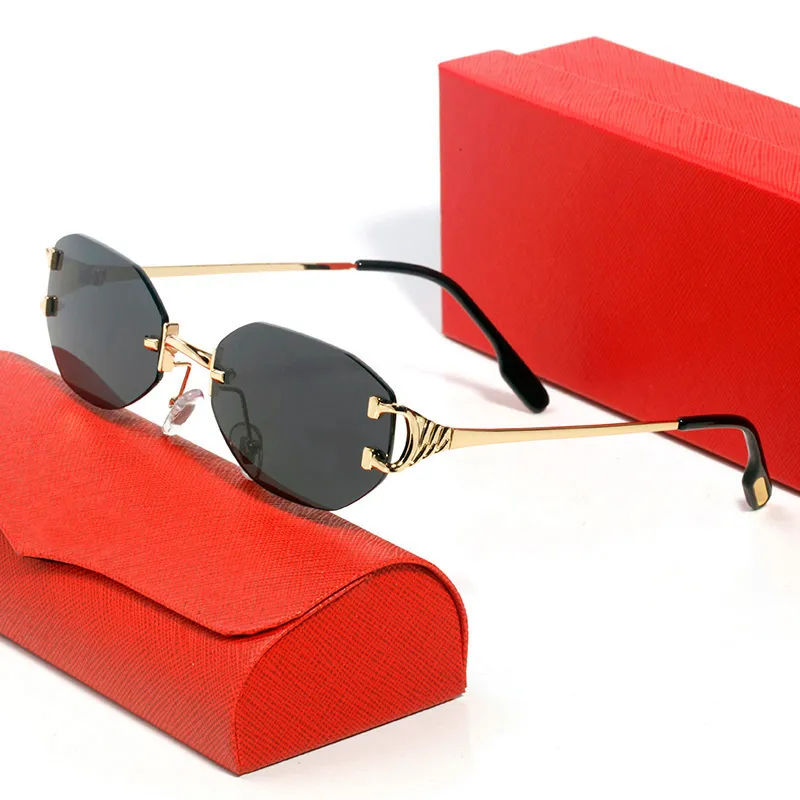 Hexagonal Designer Sunglasses Mens Carti Women Frameless Retro Sun glasses C Decoration Light Summer Style Top Small Frame Multi Color Metal Frames Eyeglasses Box