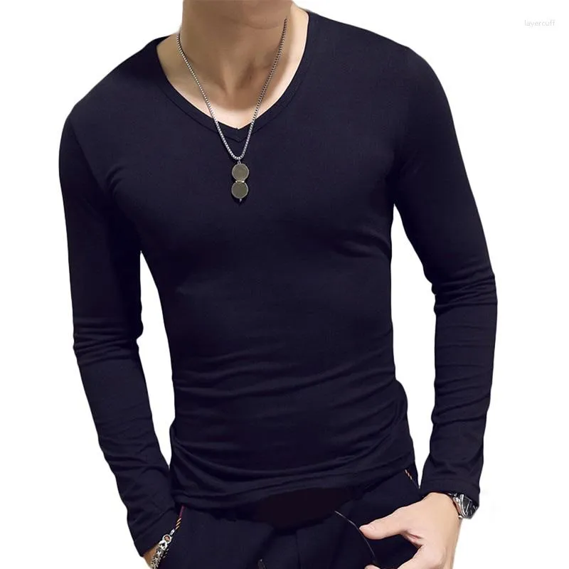 Ternos masculinos NO.2 A2261 1pc Moda Clássica Camiseta Manga Longa Para Homens Fitness T-shirts Slim Fit Designer Sólidos Tops