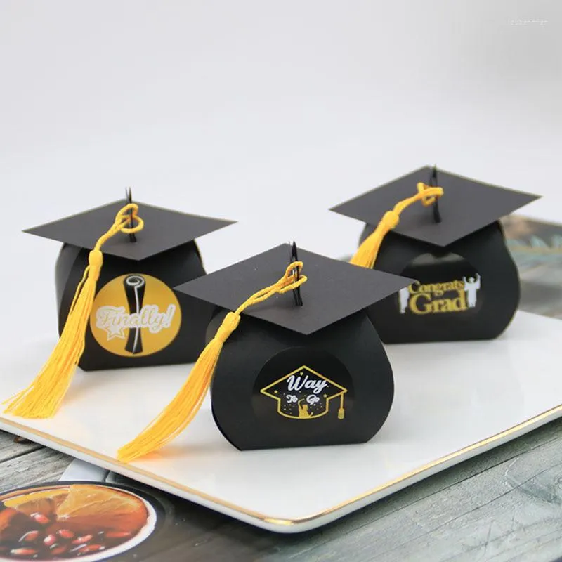 Emballage cadeau 24pcs / lot Baccalauréat Européen Chapeau Cap Sac Boîte De Bonbons Graduation Célébration Party Favor Boîtes Papier Craft Emballage Sacs