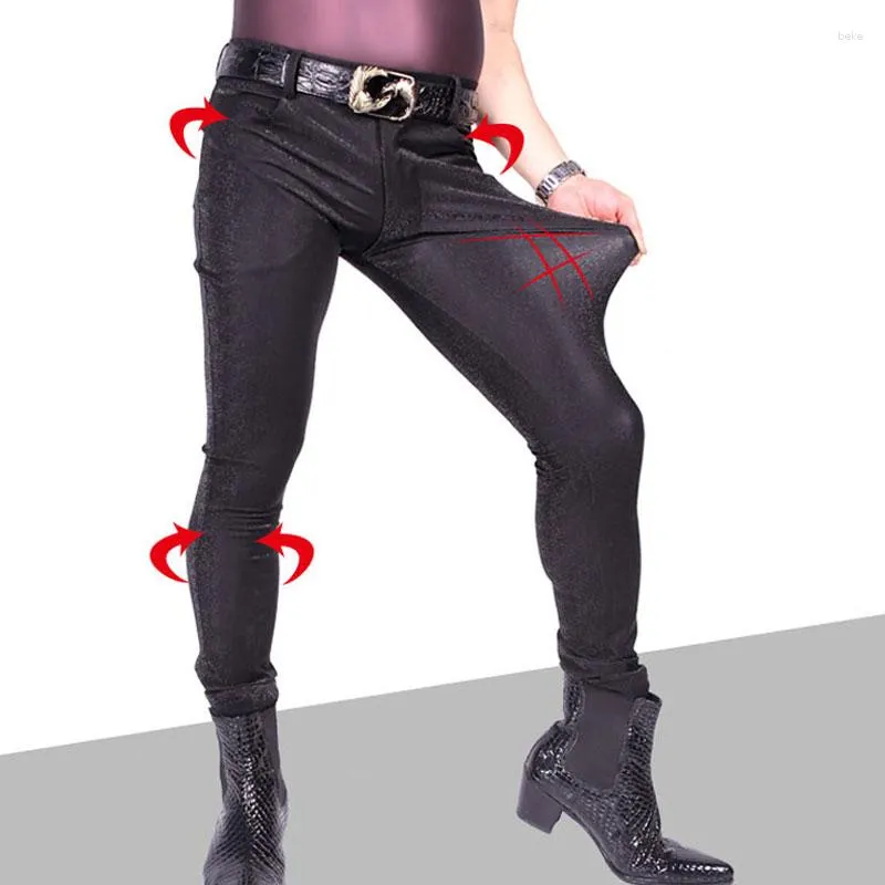 Men Sexy Tight Pencil Pants, PU Shiny Faux Leather Tight Trousers, Punk  Glossy Stage Pencil Pants Black at  Men's Clothing store