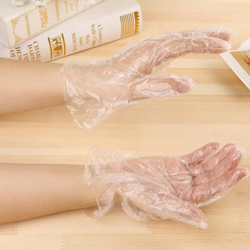 Disposable Gloves 100/200pcs Easy Food Grade Plastic Transparent Eco-friendly Safe For DIY Cooking Kitchen Tools