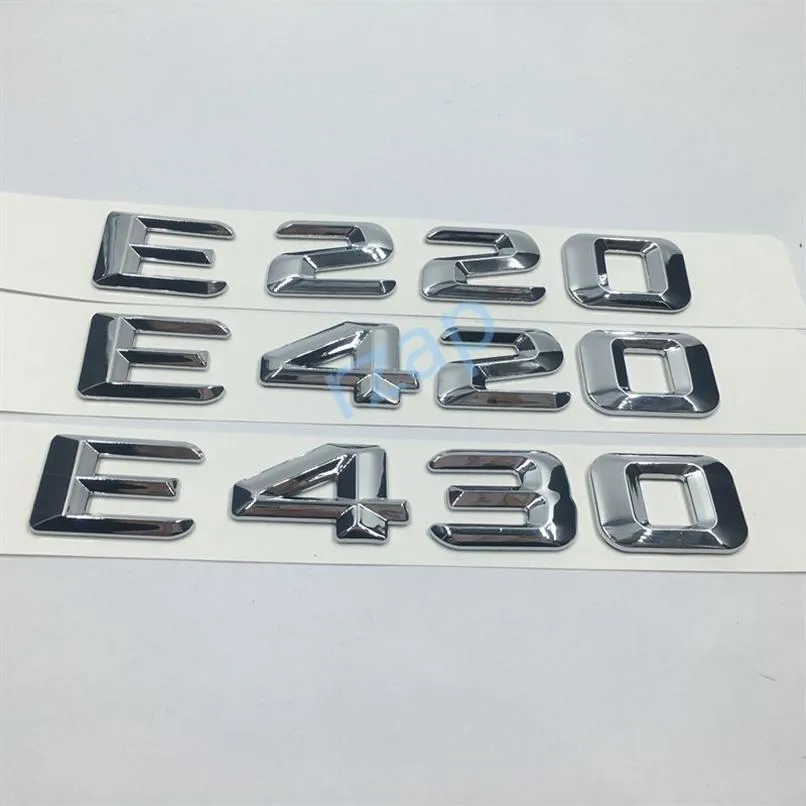 メルセデスベンツW124 W211 E-Class E220 E420 E430 CHROME LETTERS LOGO STICKER282Vのカーリアトランクエンブレムバッジバッジ